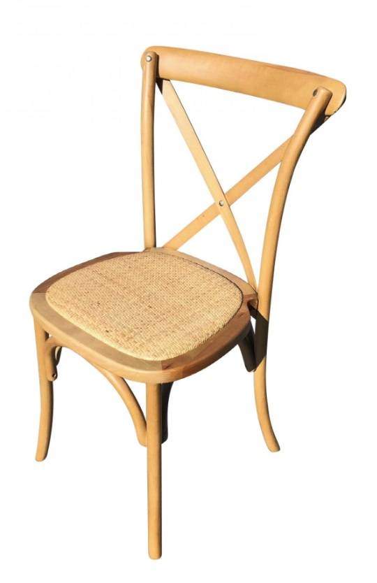 Chaise Bois Dos croisé vintage champêtre